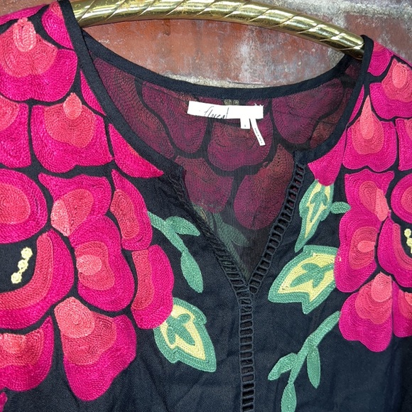 Anthropologie Floreat Floral chain stitch Embroidered Blouse women’s size small - Picture 3 of 7